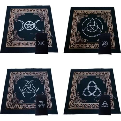 Art Tarot Pagan Altar Cloth Flannel Tablecloth with Bag 50x50cm Square Table Cover Divination Game Card Pad