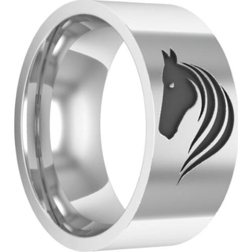Personality Couple Stainless Steel Ring Horse Head Ring Animal Rings Finger Ring Hip Hop Punk Motorcycle Party Ring Lovers Gift