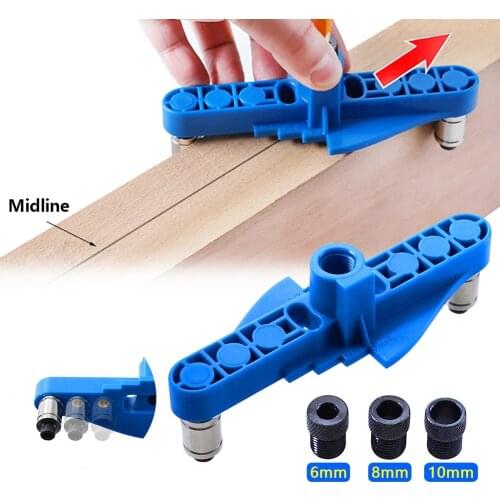 6/8/10mm 2-IN-1 Hole Drilling Woodworking Positioning Vertical Pocket Hole Jig Self-centering Scriber Puncher Carpentry Tools