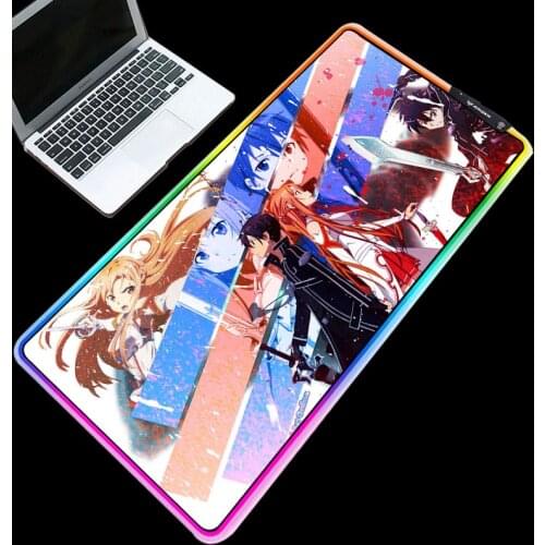XGZ Mouse Pad RGB Anime Sword Art Online Pads Glowing Colorful Table Mats Support 3 Led Model Gamer Accessories for Cartoon Fans