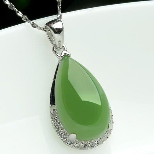 925 silver inlaid natural jade Hetian jade pendant genuine tenderness Necklace Pendant Gift