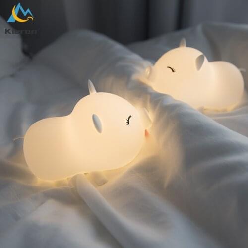 Cartoon Pig Night Lights Creative USB Seven Color Silicone Night Light Children Gift Bedroom Bedside Nursery Light Sensor Lights