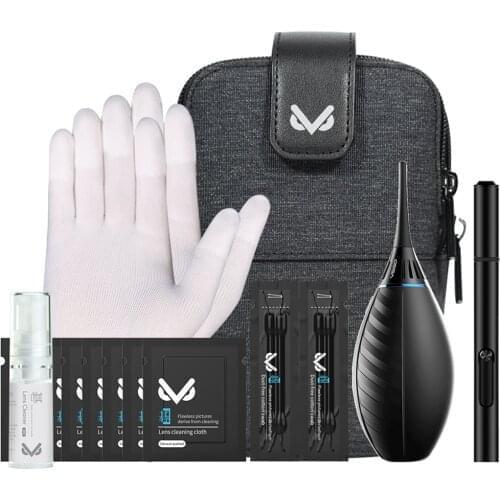 VSGO VS-A3E Professional Lens Cleaning Kit with Filter Air Blower Folding Pouch Microfiber Lens Cloth Wet Wipes Lens Cleaner Met