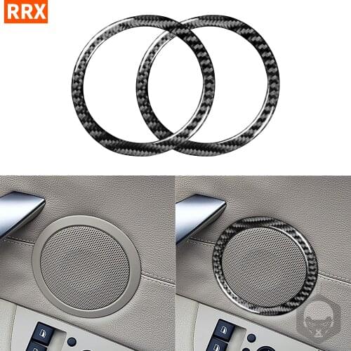 For BMW Z4 E85 2003-2008 Carbon Fiber Stickers Black Color Door Tweeters Ring Trim Horn Speaker Frame Interiors Car Accessories