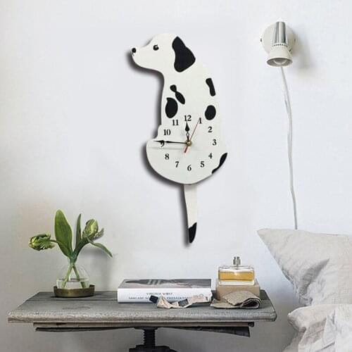 White Wall Clock Creative Living Room Home Decoration Acrylic Cartoon Dog European Modern Wall Clock for Kids Rooms Home Decore