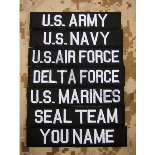 Custom Name Tape Black Background Embroidery Patch