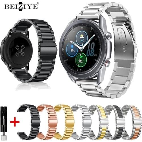 22mm 20mm Watch Band For Samsung Galaxy Watch 3 42 46mm Gear S3 Active 2 Bracelet Huawei Watch GT gt 2e gtr Stainless Steel Band