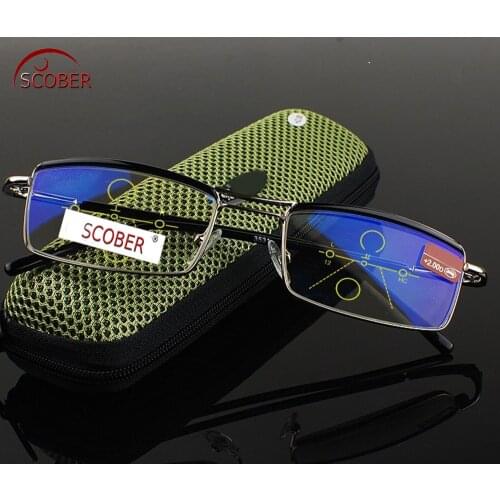 = SCOBER = Progressive Multifocal Reading Glasses Designer Double Bridge duke Commercial Man See Near And Far TOP 0 ADD +1 To +4