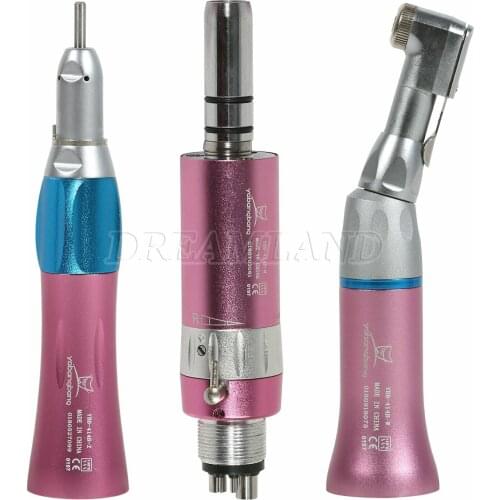 Dental Slow Low Speed Handpiece NSK type contra angle straight air motor 4Holes pink Color