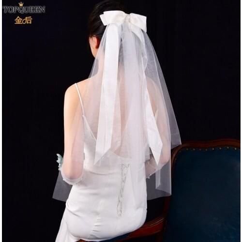 TOPQUEEN V16 Double Layer Simple Bridal Veil Short Bride Veil Two-layered Wedding Veil Brides 2021 Accessories For Wedding VEIL