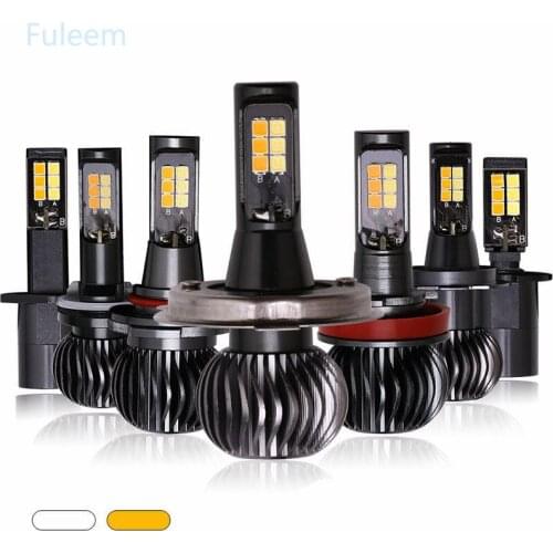 Fuleem 2PCS 20W 2600LM LED Bulbs White Yellow Dual Color Fog Light Lamps All-in-One Conversion Kits 12V