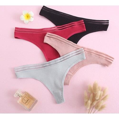 New Womens Underwear Panties Cotton Sexy Thong Soft Low-waist G-String Breathable Comfortable Fashion Lingerie