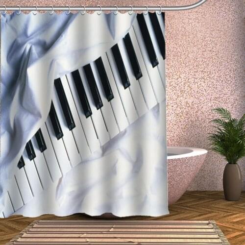 Piano background Shower Curtain Eco-friendly Modern Fabric polyester Custom Bath Curtains Home Decor Curtains