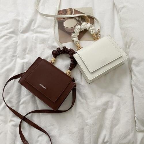 Simple Handle Pleated Solid Color Shoulder Handbags Women Leather Messenger Bags Fashion Exquisite Shopping Bag