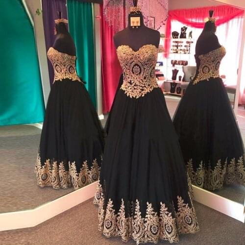 Sexy Backless Golden Appliques Black Long Prom Dresses Custom Made Plus size Vestido de Festa Longo