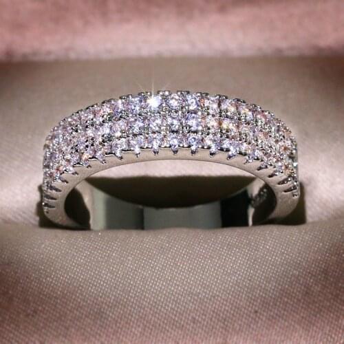 Simople Female Promise Ring 925 Sterling Silver Mosaic CZ Zircon Stone Wedding Rings for Women Statement Party Jewelry Brincos