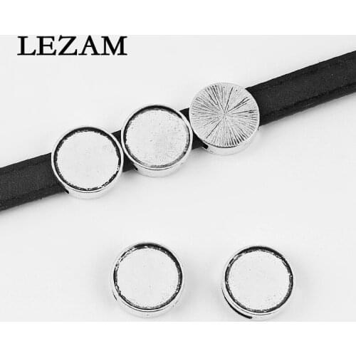 10pcs Fashion Jewelry Antique Flat Slider Charms Beads Spacer For 10*2mm Flat Leather Cord Bracelet Jewelry Findings