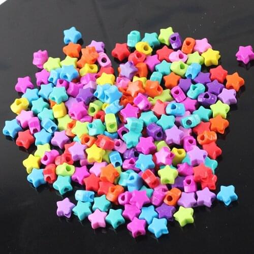 Tassina 100 pcs Multicolor Opaque Five-Pointed Star Beads Charms For DIY Loom Rubber Bands Bracelets Accessories Pandent