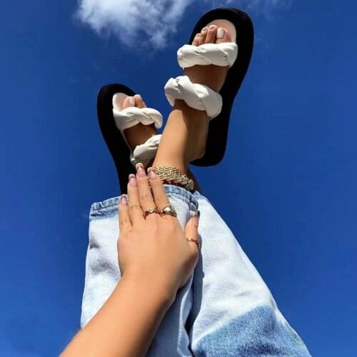 2021 Summer Low Heel Sandals Fashion Outdoor Open Toe Slippers Handmade Casual Womens Shoes Plus Size 43
