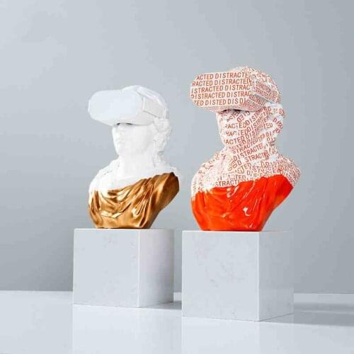 48CM Bust Figurine NordicModern Home Decor VR Figure Statue Creative Desktop Sculpture Office Decoration Resin Statue Craft Gift