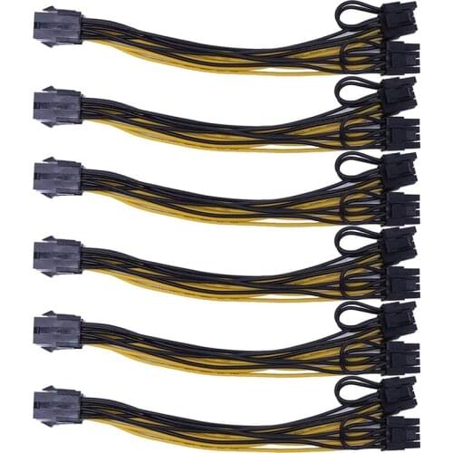 HOT-6 Pin to Dual PCIe 8 Pin (6+2) Image Card PCI Express Power Adapter GPU VGA Y-Splitter Extension Cable Mining Card