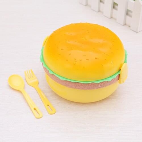 BF040 Two Layers Round Hamburger Shape Plastic Bento Box Wonderful Gift