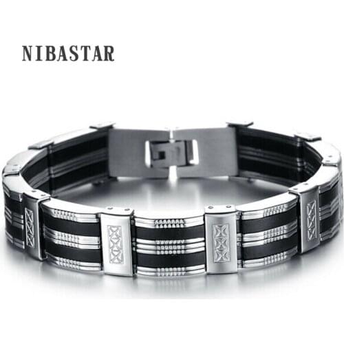 High Quality Personality Men Bracelet Stainless Steel & Silicone Bracelets Men Jewelry Accessories For Best Friends Wristband