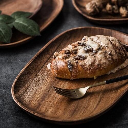 Wooden Round Pastry Serving Plate Rectangle Food Dish Dried Fruit Tray Tableware Fruit Tray Tableware