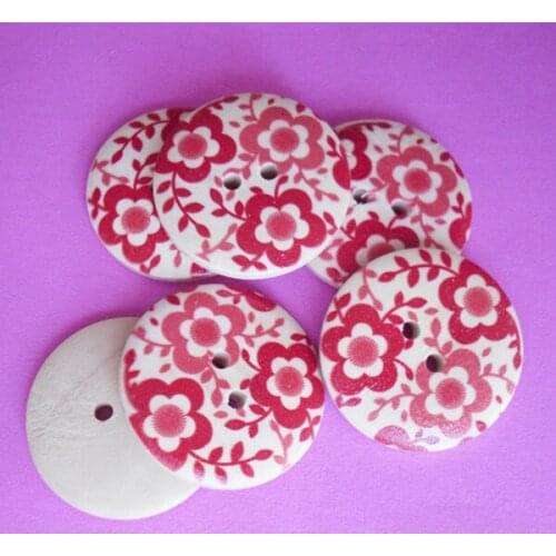 Wood Sewing Button Scrapbooking Round Two Holes Flower Pattern 3.0cm ,20PCs 2015 new n-4