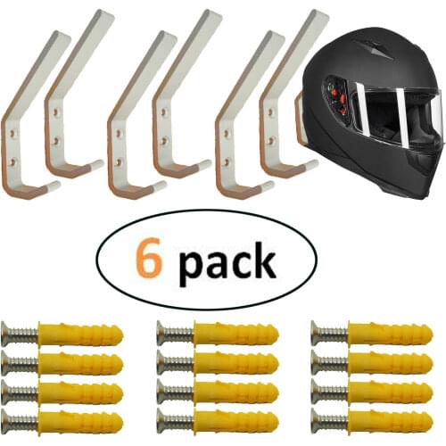 6 Motorcycle Helmet Holder Man Cave Storage Helmet Hanger Rack Wall Mount Garage