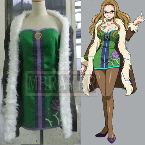 Fairy Tail Evergreen Ebagurin Cosplay Costume Dress+Coat