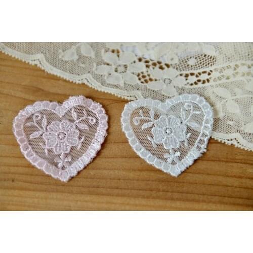 H0501 lace accessories Apricot, heart-shaped water soluble embroidery flower stick 4.5*5cm wide