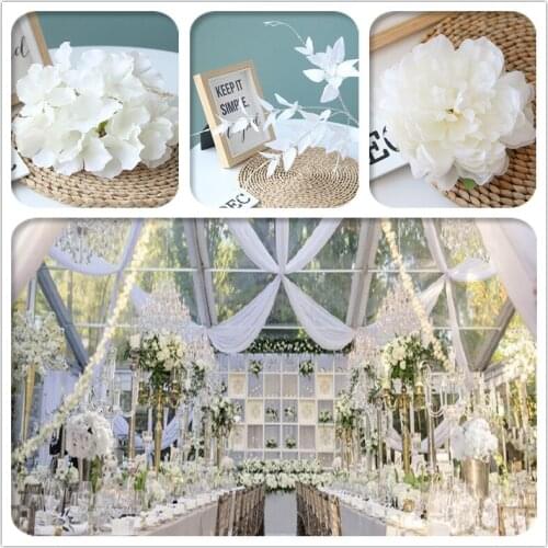 White Color Artificial Flower Wedding Rose Peony Hydrangea Plant Bridal Bouquet Wedding Decoration DIY Home Party Fake Flowers