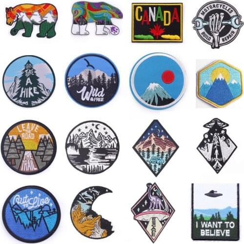 Custom Wilderness Patch Embroidery Patch Iron On Patches For Clothing Stickers Animal Patches Ironing On Jeans Applique Stripe