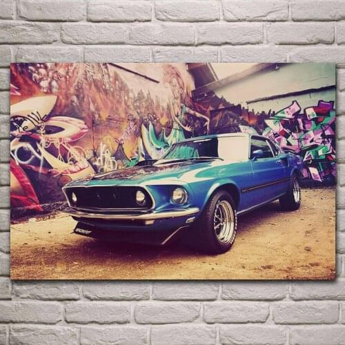 Mustang Mach 1 classic muscle sport car living room decor home wall art decor wood frame fabric posters KJ493