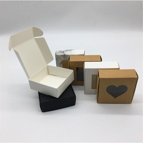 15PCS Kraft Box With Transparent PVC Windows Paper Gift Box Candy Packaging For christmas gifts Makeup tray Wrapping Favor