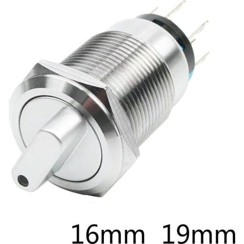 19mm 22mm metal knob rotary button no lamp with lamp, second gear, three gear selection button switch 1NO 1NC 2NO 2NC