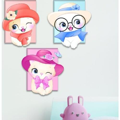 Cute numbers and animals 3-piece Wooden Sticker Wood Wall Set Kids Room Wall Decoration Wooden Wall Decor Scandinavian Style