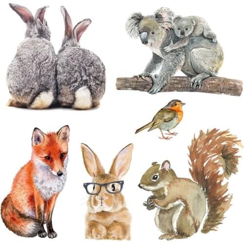 Cute Animals Rabbits Fox Bird Wall Sticker Childrens Kids Room Home Decoration Living Room Bedroom Wallpaper Removable Stickers