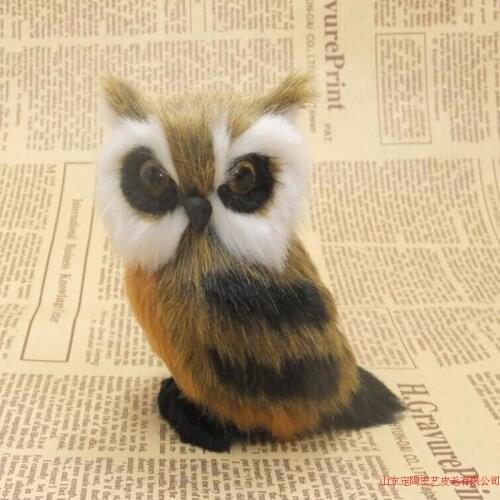 Brown owl model, polyethylene& furs mini 8x9cm right pose owl handicraft home decoration toy gift a2106