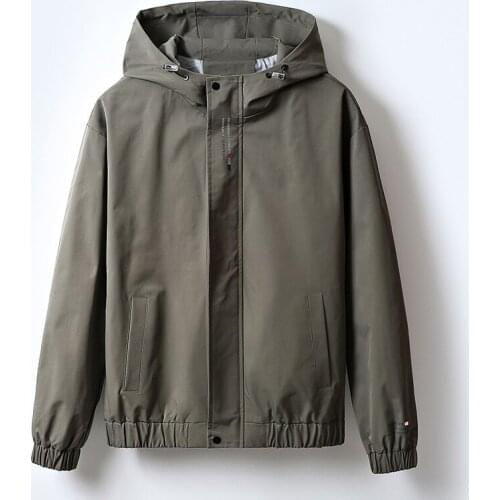 Hawaifish brand Mens jacket 2021 new autumn Korean trend boys baseball uniform tooling hooded solid color high quality menswear