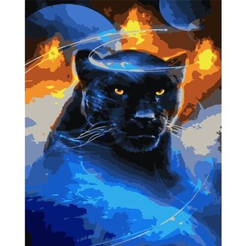 Painting By Numbers DIY Dropshipping 40x50 60x75cm Mysterious universe panther Animal Canvas Wedding Decoration Art picture Gift