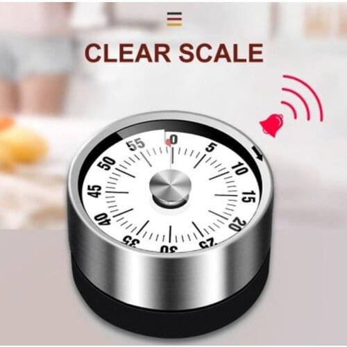 New 1PCS Stainless Steel Visual Timer Mechanical Kitchen Timer 60-Minutes Clock Timer With Loud Alarm Magnetic Clock Timer
