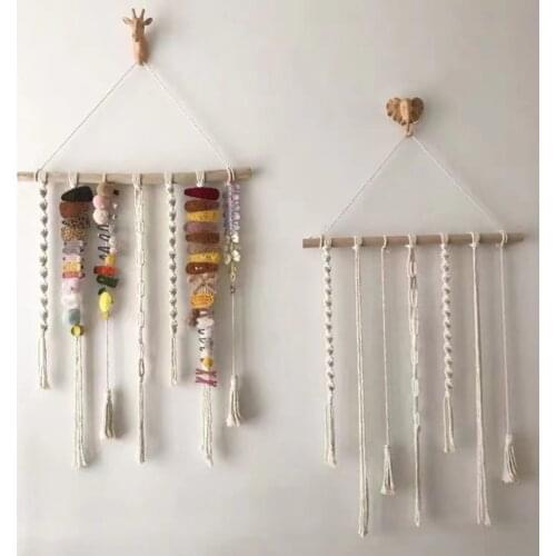 Handmade Woven Macrame DIY Photo Display Hairpin Storage Wall Hanging Decor Bohemian INS Tassels Handicraft Home Decoration