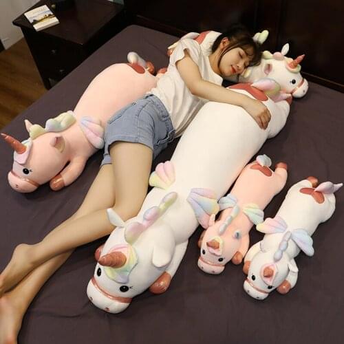 New 60-130 cm Lovely Cartoon Unicorn Plush Toys Giant Size Unicorn Stuffed Animal Horse Toy Soft Doll Gift for Children