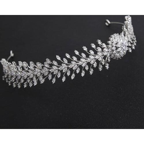 High-end Luxury Cubic Zirconia Inlaid Headband Wedding Bridal Headdress Silver Crown Princess Headdress Wedding Hair Accessories