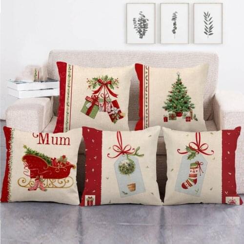 Christmas Cushion Cover Printed Sofa Pillow Cover Party Decoration Pillowcase Linen Pillowcase 45cmx45cm
