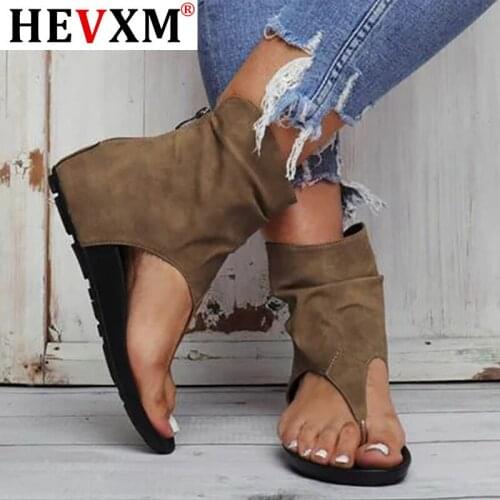 Summer Female Flip Flop Zipper Casual Woman Sandal Ladies Sandals Clip Toe Flat Women Platform PU leather Gladiator Shoes