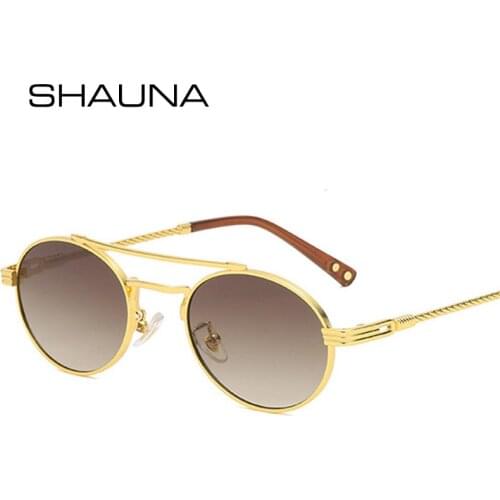 SHAUNA Fashion Round Women Sunglasses Retro Double Bridges Metal Eyewear Men Colorful Mirror Coating Shades UV400 Sun Glasses