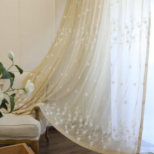 Modern and Simple Korean Romantic Flower Curtain Tulle for Living Room Bedroom Bay Window Balcony Curtain Tulle